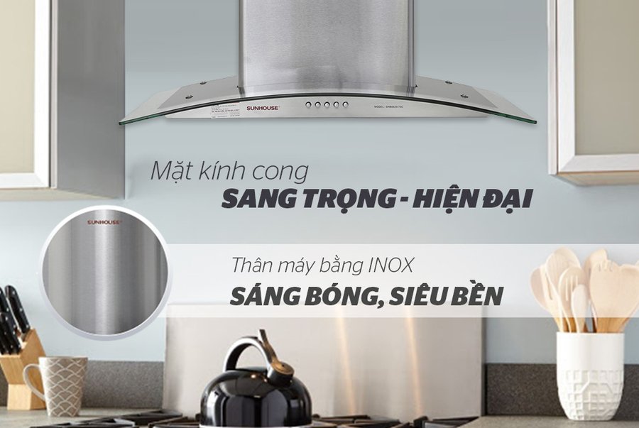 máy hút mùi kính cong sunhouse shb6629-70c
