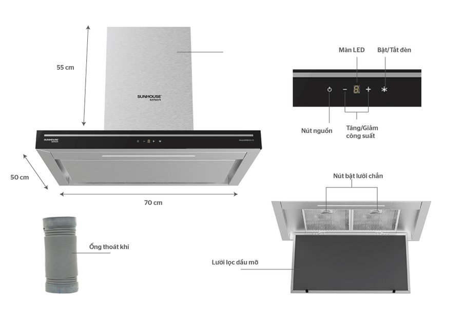 máy hút mùi cao cấp chữ “t” sunhouse mama mmb6816-70