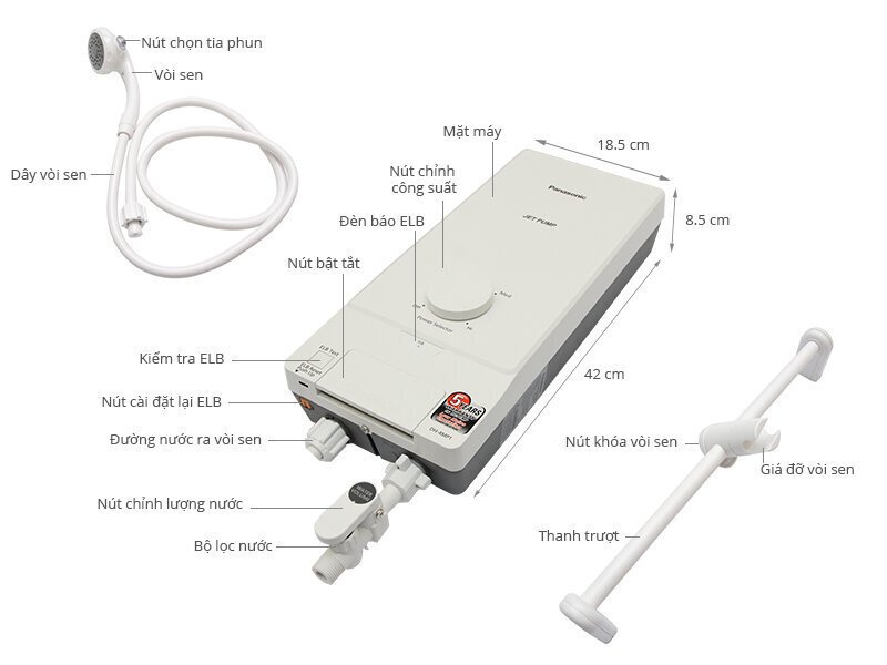 bình tắm nước nóng trực tiếp panasonic dh-4mp1vw