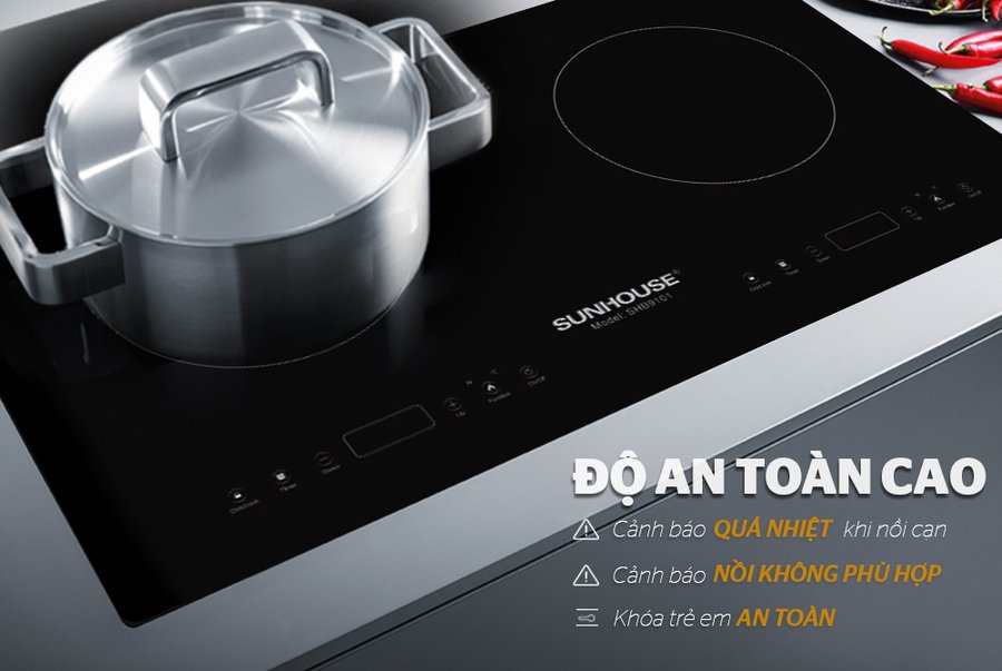 bếp đôi điện từ sunhouse shb9101