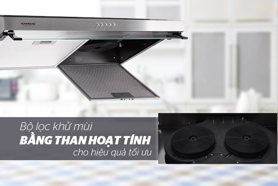 máy hút mùi vỏ inox sunhouse shb6118i