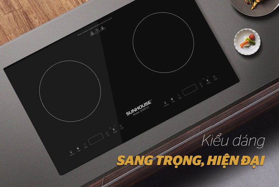 bếp đôi điện từ sunhouse shb9101
