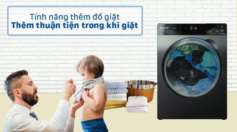 máy giặt sharp es-fk1054sv-g inverter 10.5kg