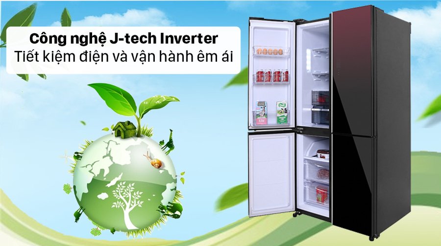 tủ lạnh sharp inverter 572 lít sj-fxp640vg-mr