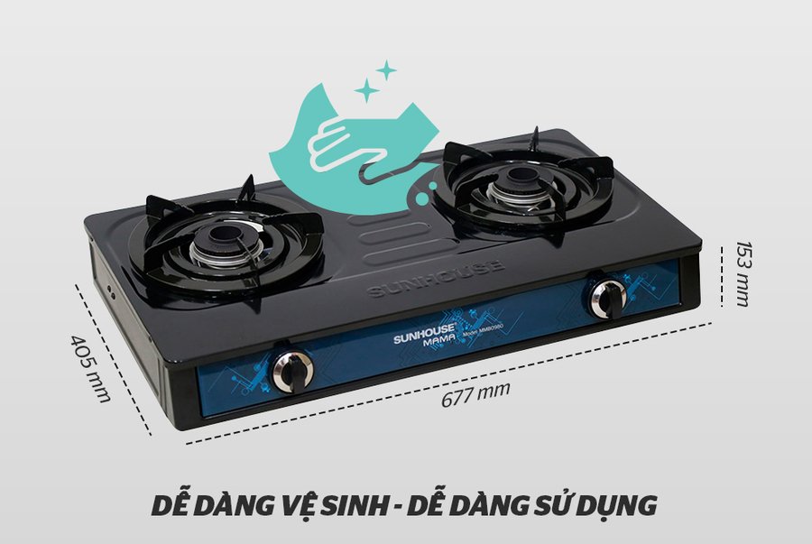 bếp gas dương mặt men sunhouse mama mmb0980