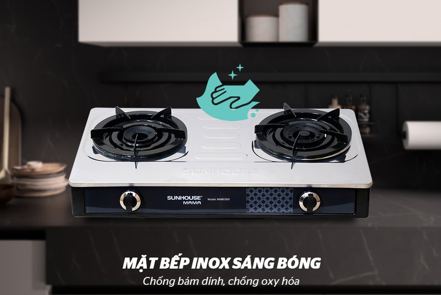 bếp gas dương mặt inox sunhouse mama mmb0981