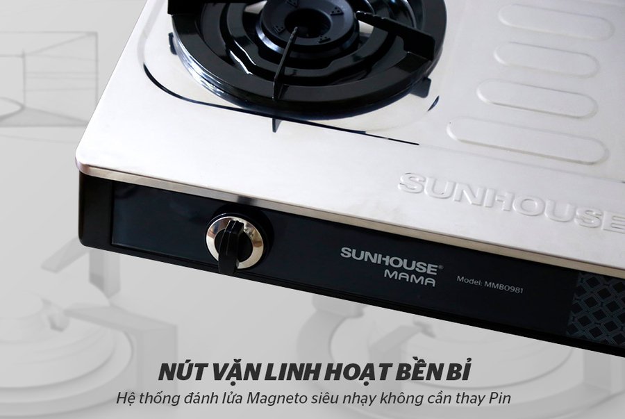 bếp gas dương mặt inox sunhouse mama mmb0981