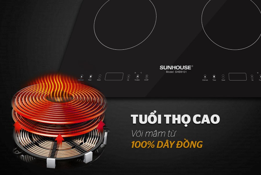 bếp đôi điện từ sunhouse shb9101