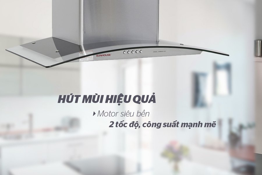 máy hút mùi kính cong sunhouse shb6629-70c