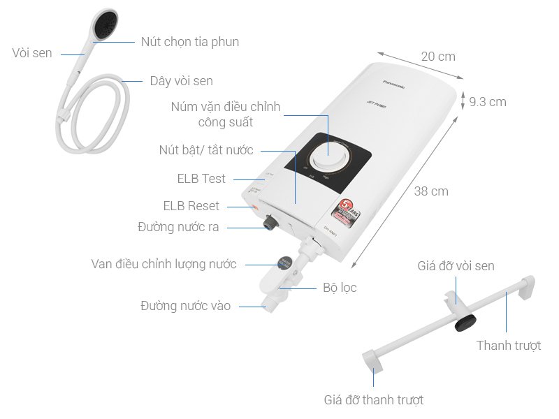 máy nước nóng panasonic dh-4np1vw
