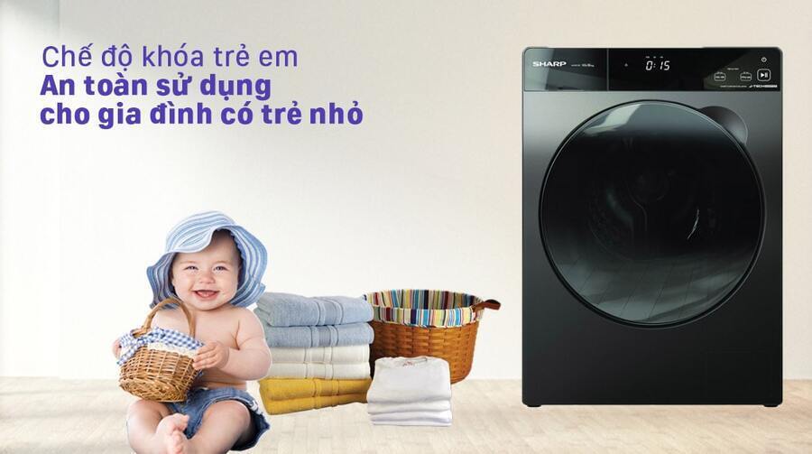 máy giặt sharp es-fk1054sv-g inverter 10.5kg