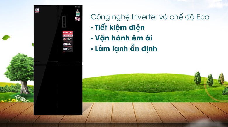 tủ lạnh sharp inverter 401 lít sj-fxp480vg-bk