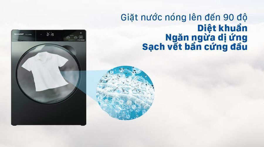 máy giặt sharp es-fk1054sv-g inverter 10.5kg