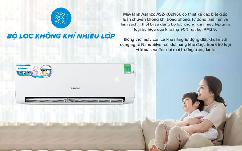 máy lạnh inverter asanzo k09n66 (1.0hp) 2020