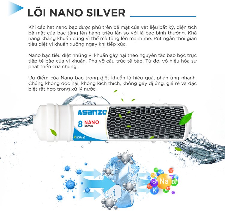 máy lọc nước asanzo r.o isaqua nóng lạnh 09 cấp asz-902nl