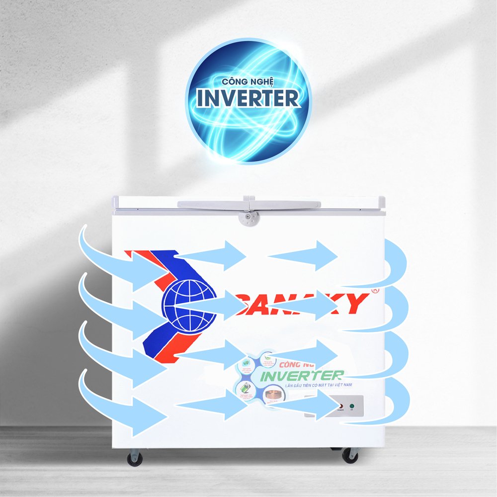 tủ đông sanaky inverter vh-2599a3, 208 lít, 1 ngăn đông, dàn lạnh đồng