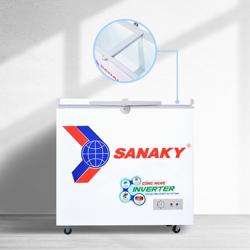 tủ đông sanaky inverter vh-2599a3, 208 lít, 1 ngăn đông, dàn lạnh đồng