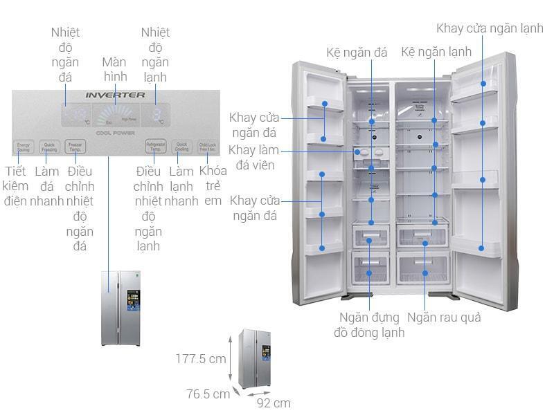 tủ lạnh hitachi inverter 589 lít r-s700pgv2 (gs)