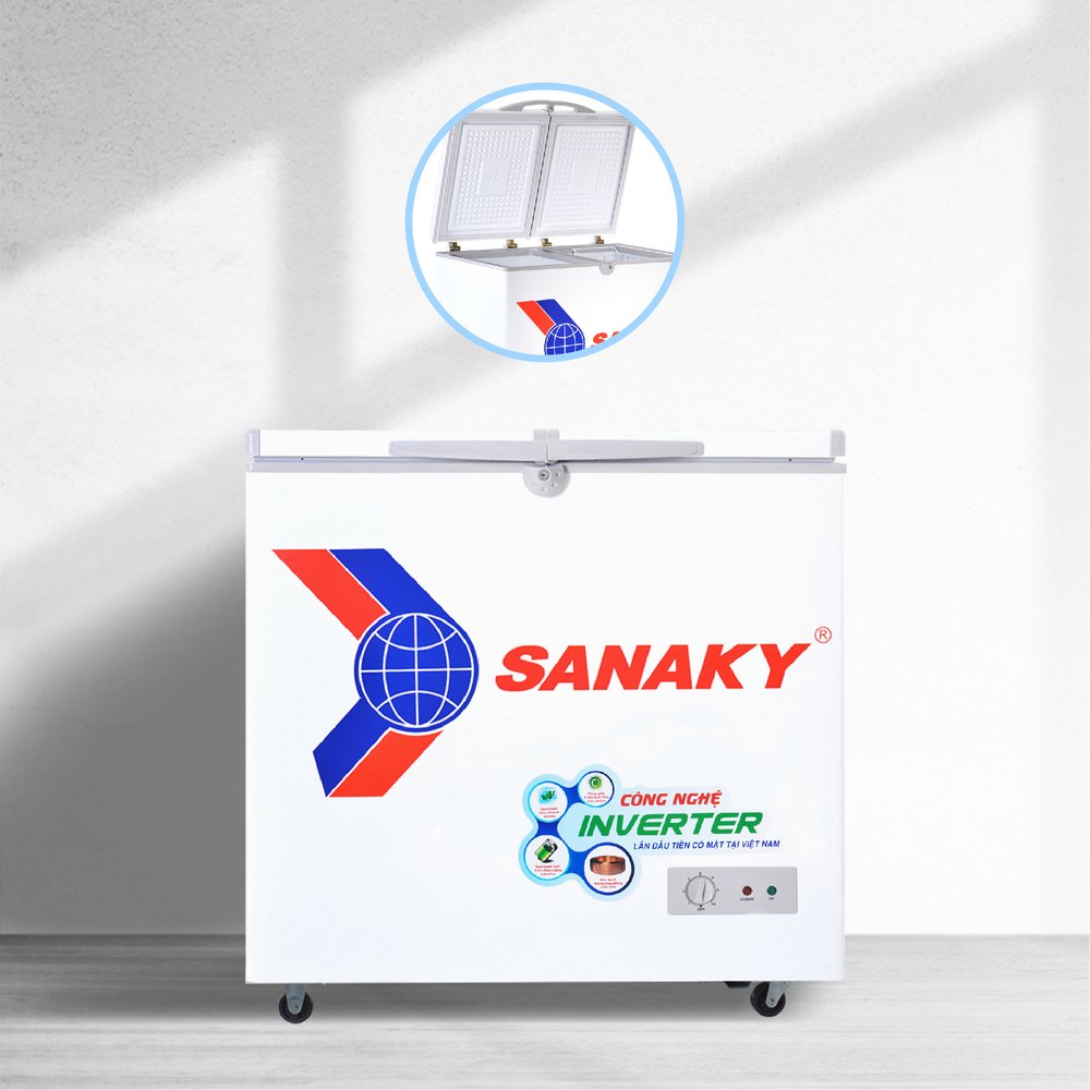 tủ đông sanaky inverter vh-2599a3, 208 lít, 1 ngăn đông, dàn lạnh đồng