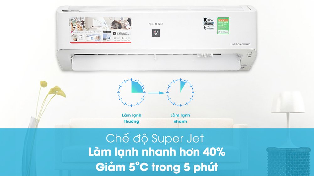 máy lạnh sharp inverter 1 hp ah-xp10ymw