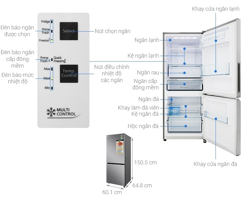 tủ lạnh panasonic inverter 255 lít nr-bv280qsvn