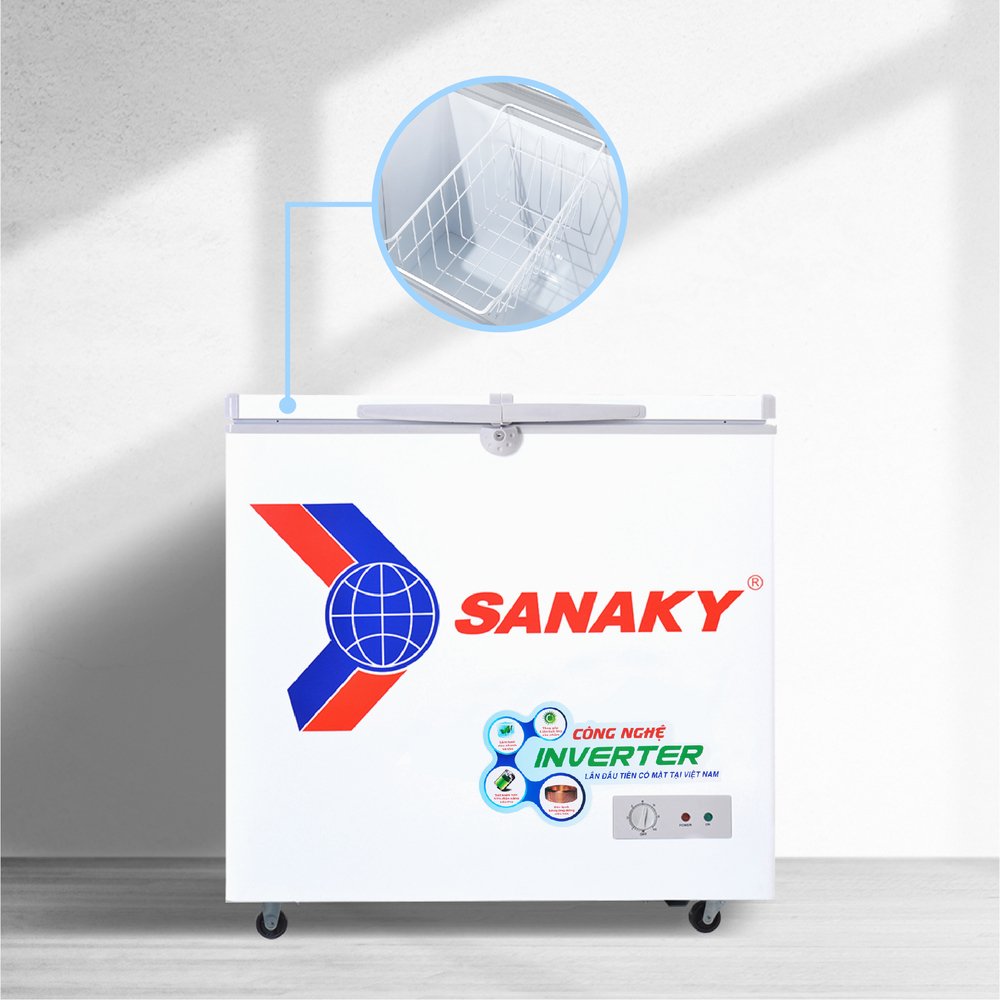 tủ đông sanaky inverter vh-2599a3, 208 lít, 1 ngăn đông, dàn lạnh đồng