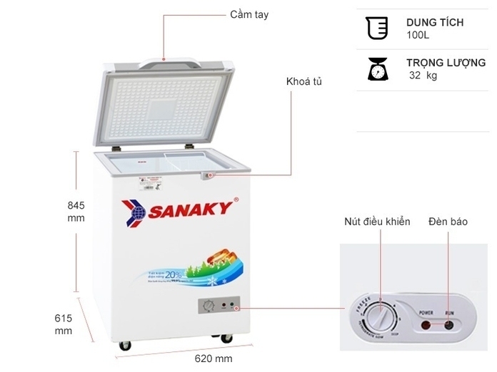 tủ đông sanaky 100 lít vh-1599hyk