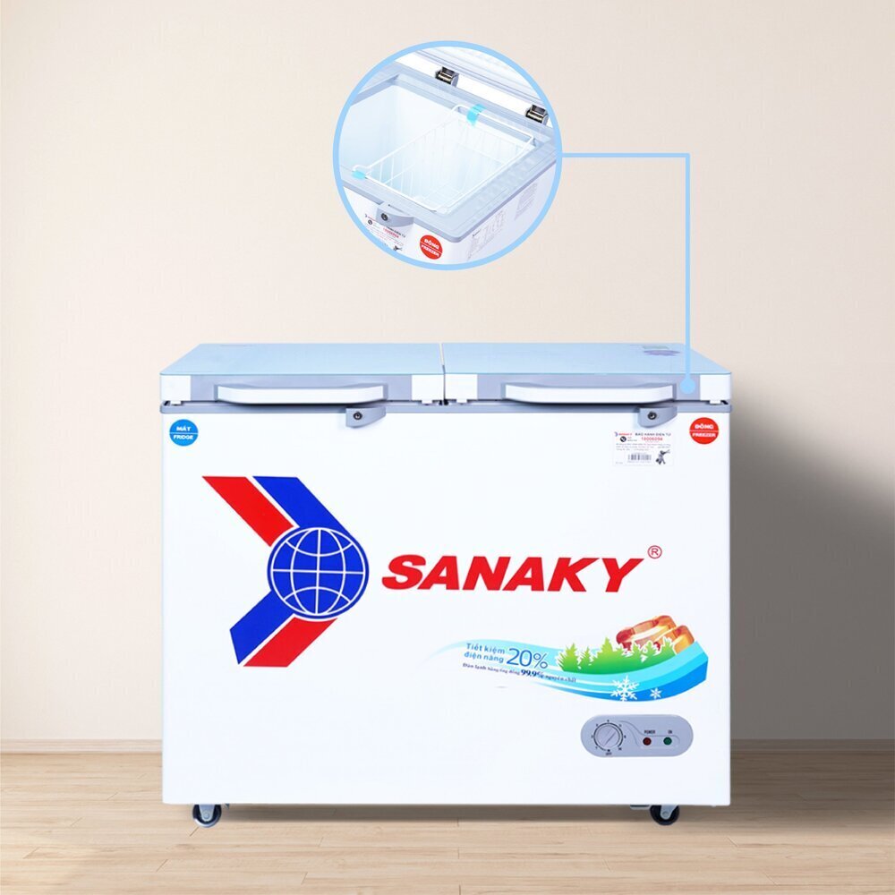 tủ đông mặt kính cường lực sanaky 220 lít vh-2899w2kd