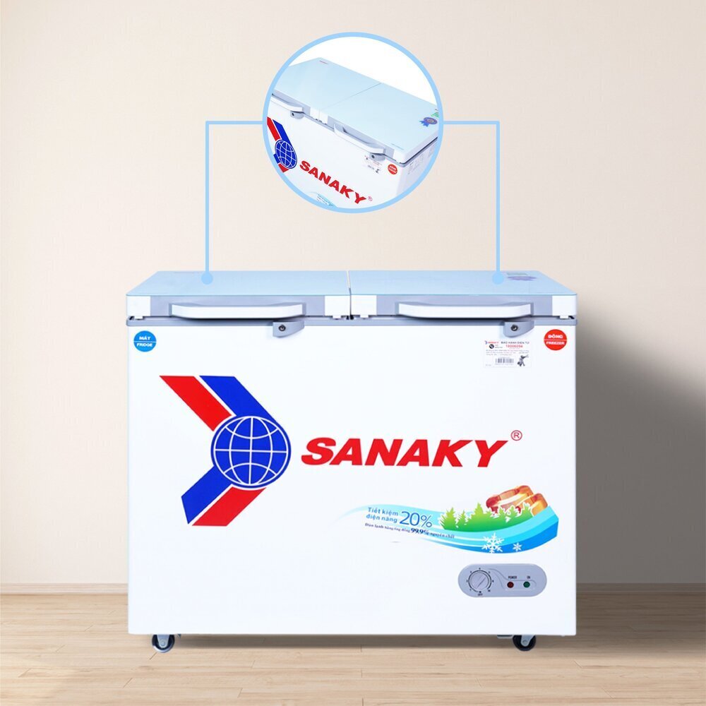 tủ đông mặt kính cường lực sanaky 220 lít vh-2899w2kd