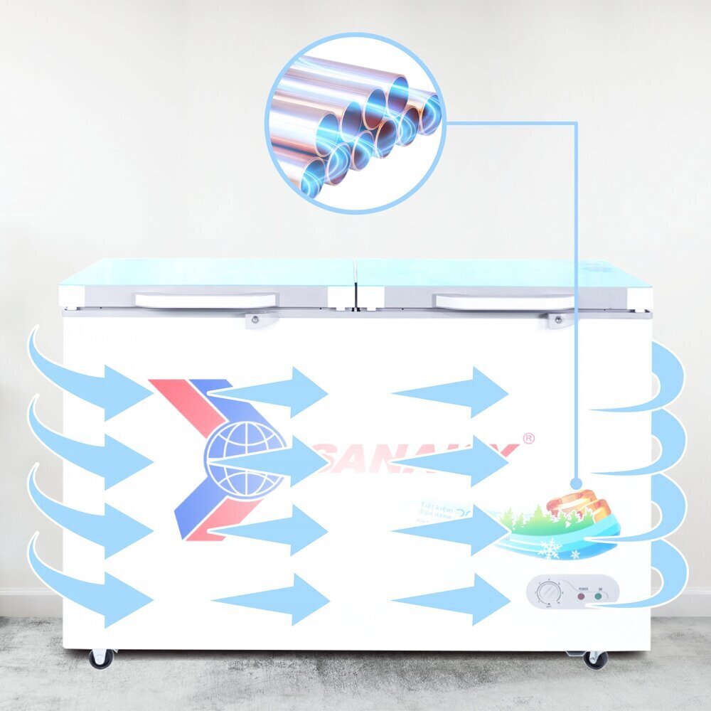 tủ đông mặt kính cường lực sanaky 280 lít vh-2899a2kd