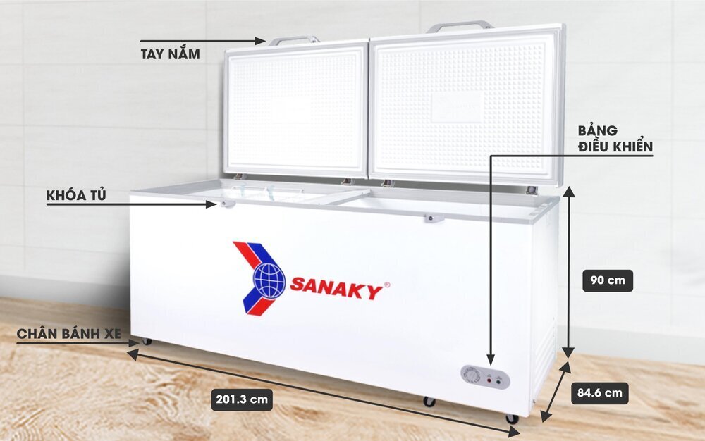 tủ đông sanaky vh-868hy2, 760 lít, 1 ngăn đông, dàn lạnh nhôm