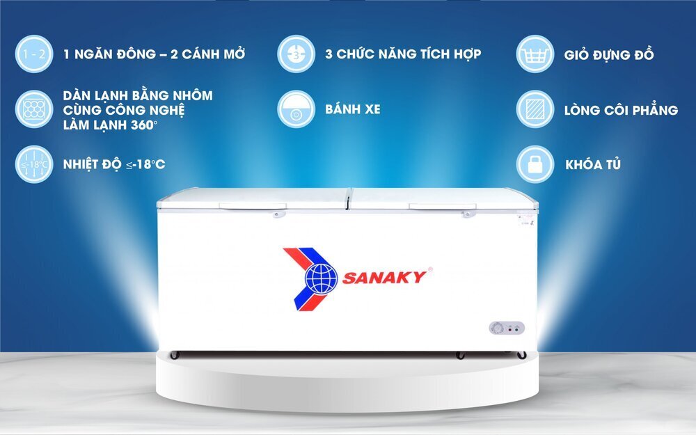 tủ đông sanaky vh-868hy2, 760 lít, 1 ngăn đông, dàn lạnh nhôm
