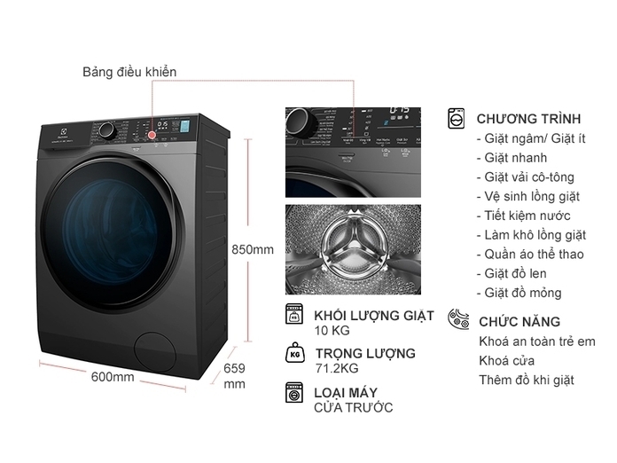 máy giặt electrolux inverter 10 kg ewf1042r7sb