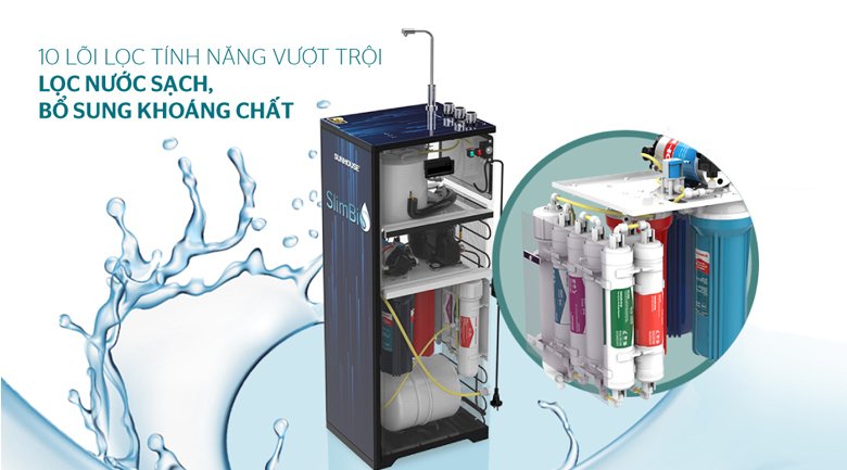 máy lọc nước ro nóng lạnh sunhouse sha76213ck 10 lõi