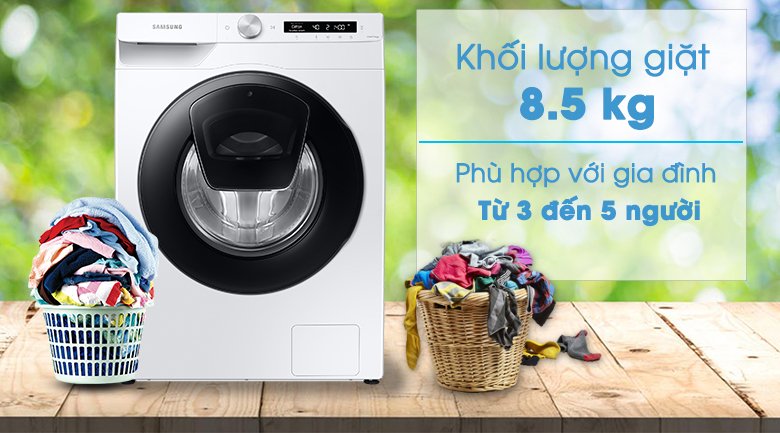 máy giặt samsung addwash inverter 8.5kg ww85t554daw/sv