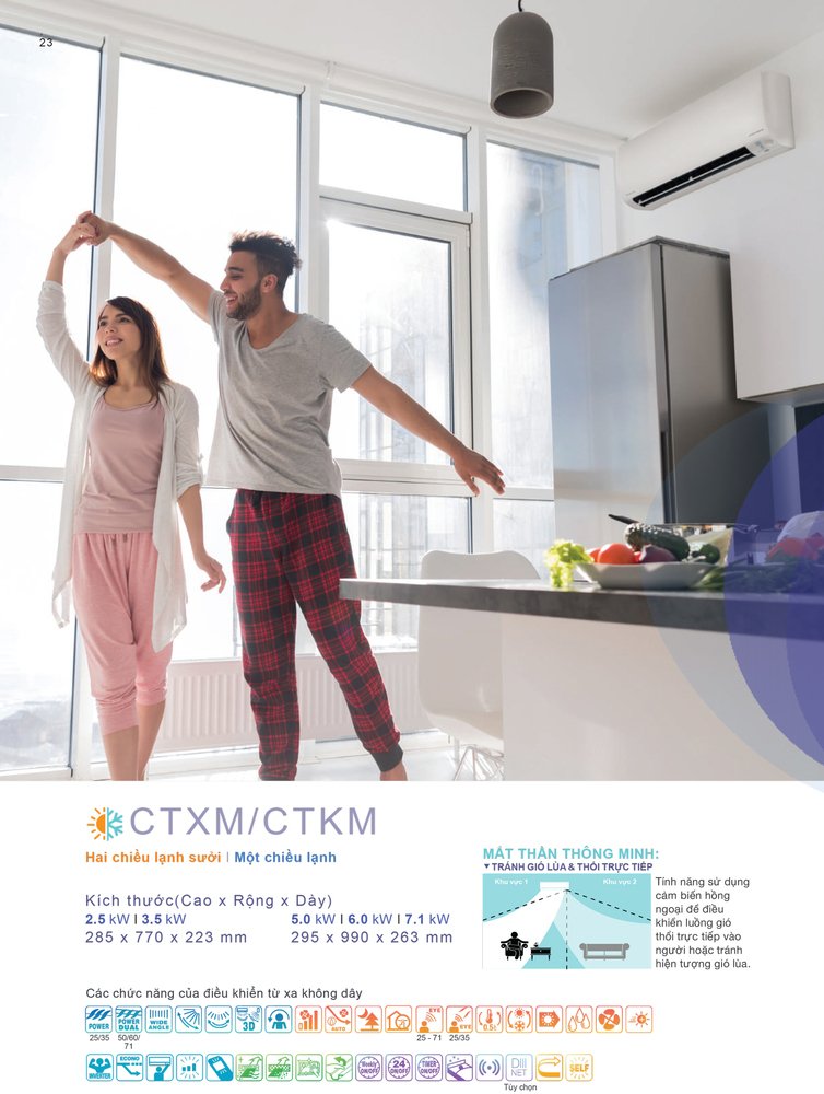 dàn lạnh treo tường multi nx daikin ctkm60rvmv (2.5hp) inverter - gas r32
