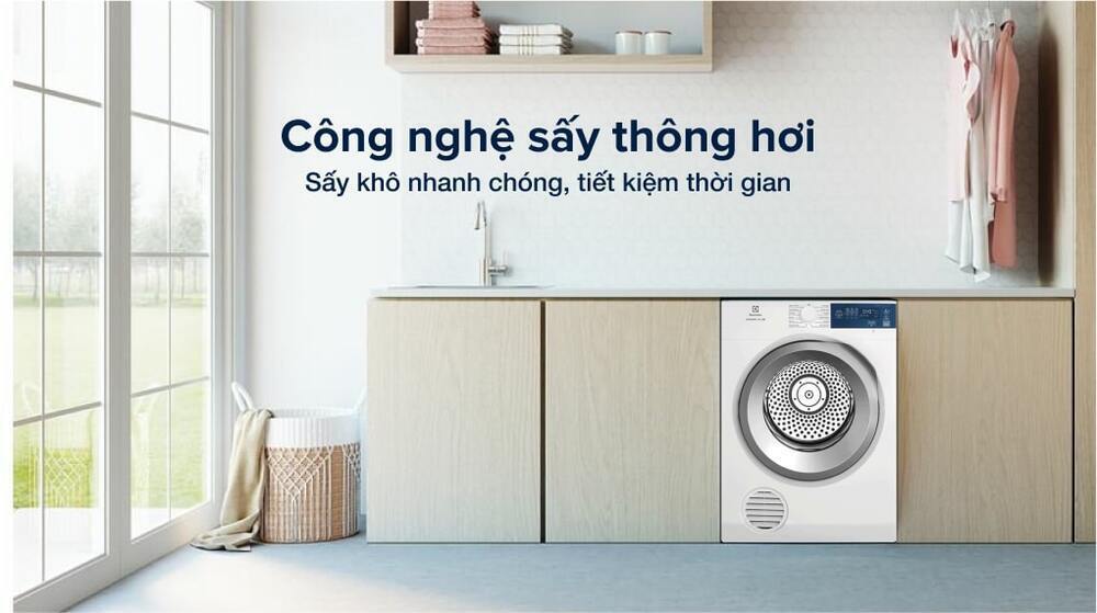máy sấy thông hơi electrolux 8.5 kg edv854j3wb