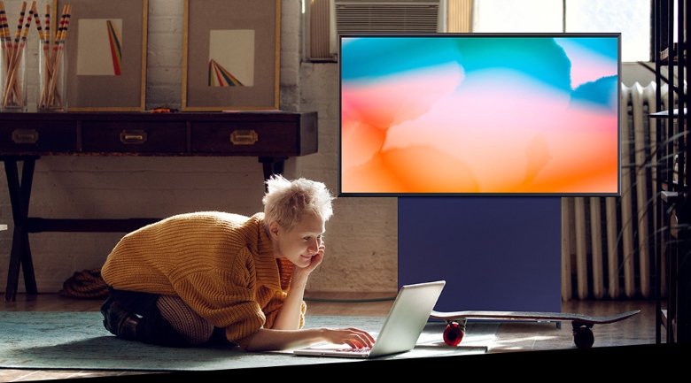 smart tivi màn hình xoay the sero qled samsung 4k 43 inch 43ls05t