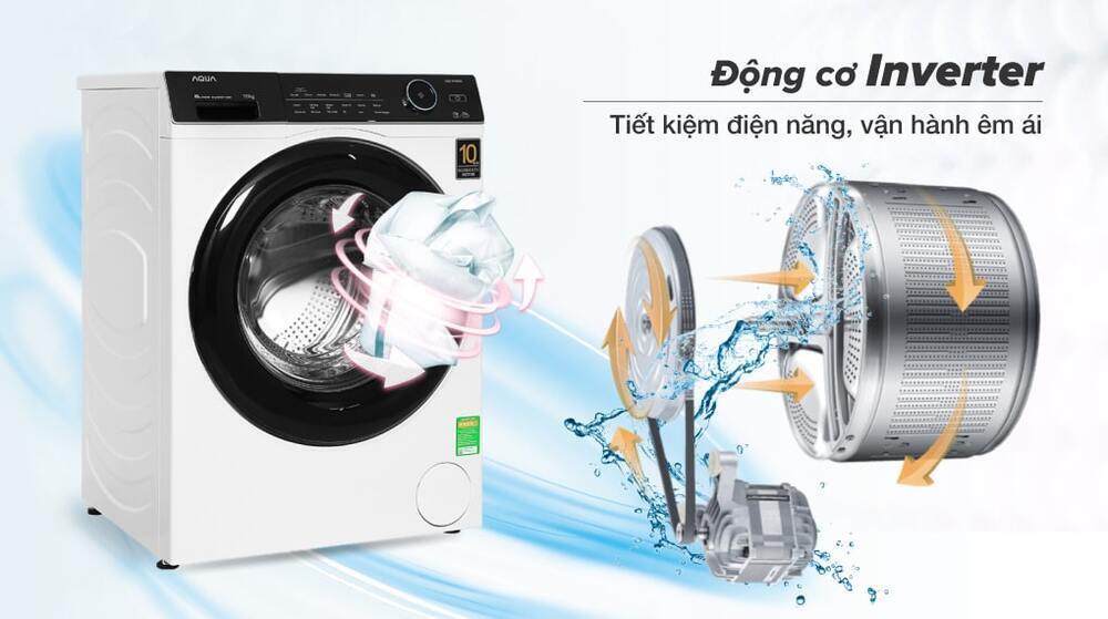 máy giặt aqua inverter 10 kg aqd-a1000g w