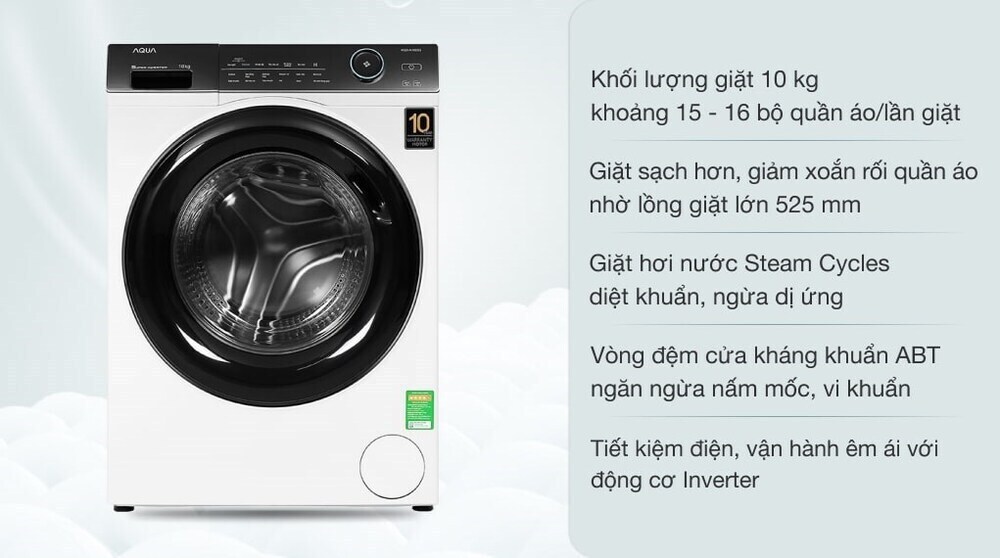 máy giặt aqua inverter 10 kg aqd-a1000g w