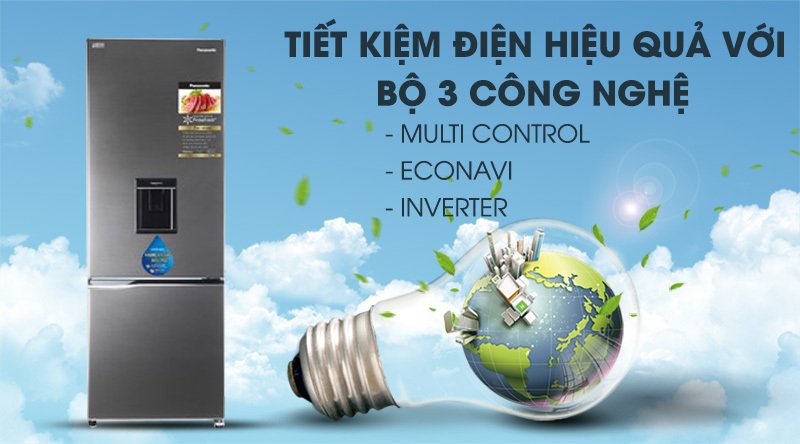 tủ lạnh panasonic inverter 322 lít nr-bv360wsvn