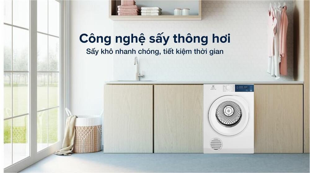 máy sấy thông hơi electrolux 7.5 kg edv754h3wb