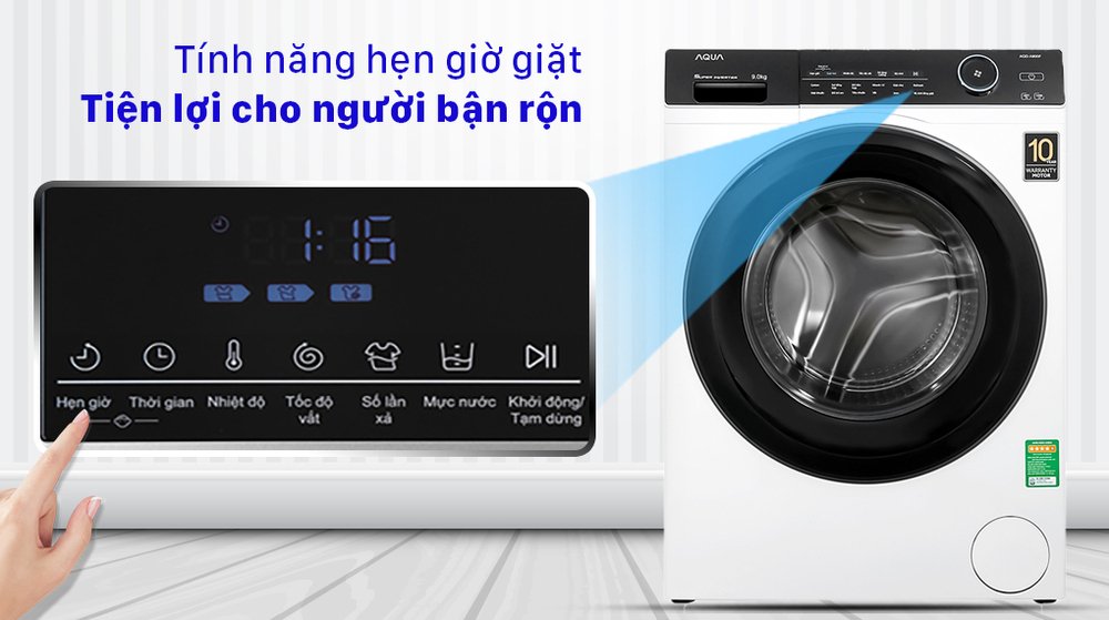 máy giặt aqua inverter 9.0 kg aqd-a900f w