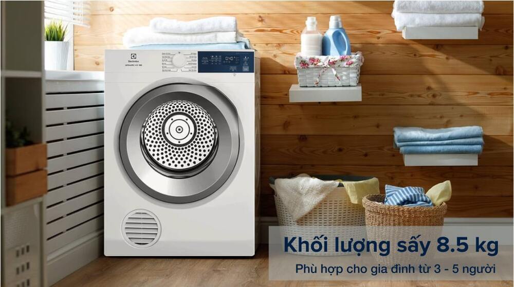 máy sấy thông hơi electrolux 8.5 kg edv854j3wb