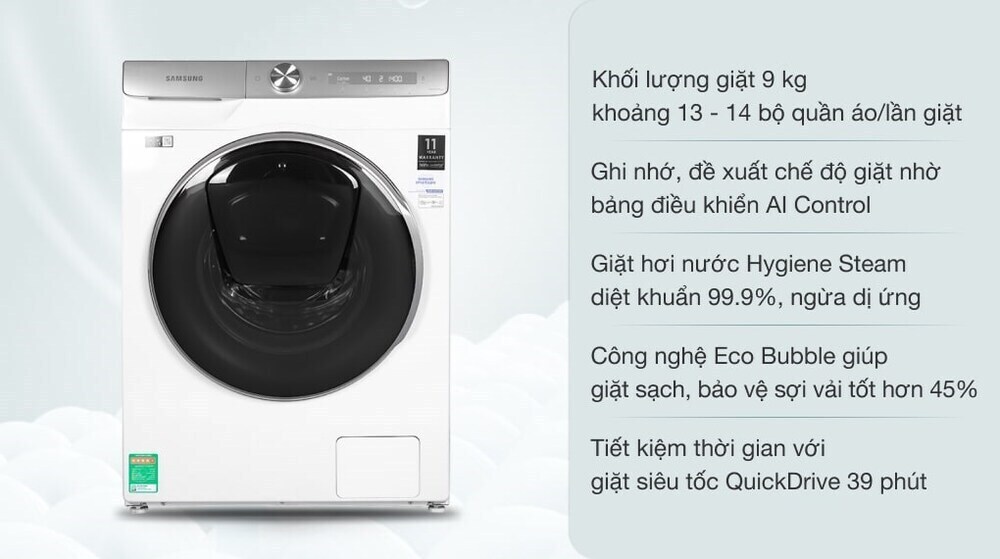 máy giặt samsung inverter 9 kg ww90tp54dsh/sv