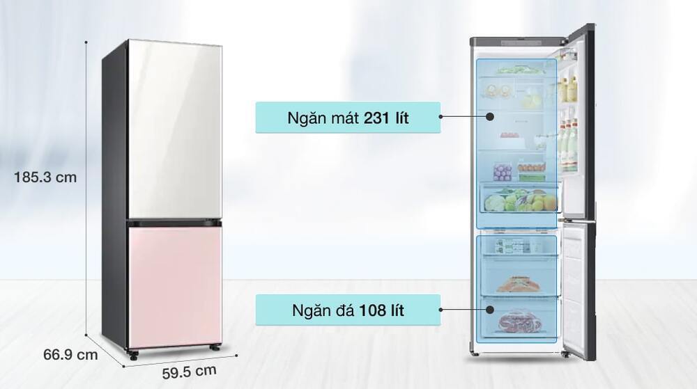 tủ lạnh samsung inverter 339 lít rb33t307055/sv