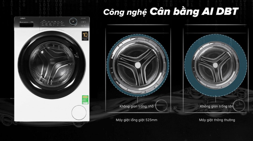 máy giặt aqua inverter 10 kg aqd-a1000g w