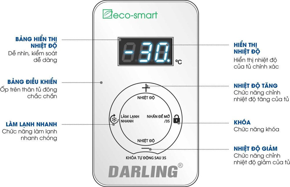 tủ đông smart inverter darling dmf-1079asi 1100 lít dàn đồng