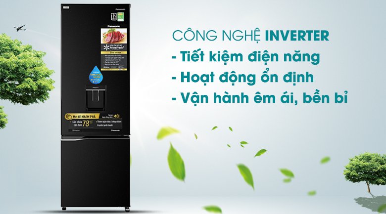 tủ lạnh panasonic inverter 322 lít nr-bc360wkvn