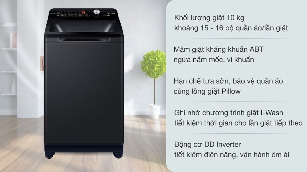 máy giặt aqua 10 kg aqw-dr101gt bk